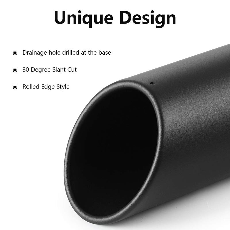 A-KARCK Exhaust Tip 3 Inch Inlet, 3" Inlet 4" Outlet 12" Long Black Coated Finish Muffler Tip For Truck Tailpipe, Stainless Steel Rolled Edge - Image 3